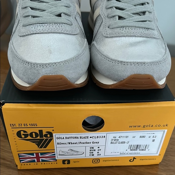 Gola Daytona Blaze Lace Up Sneaker Silver Wheat Light Gray Sneakers Sz 6 - Picture 5 of 6